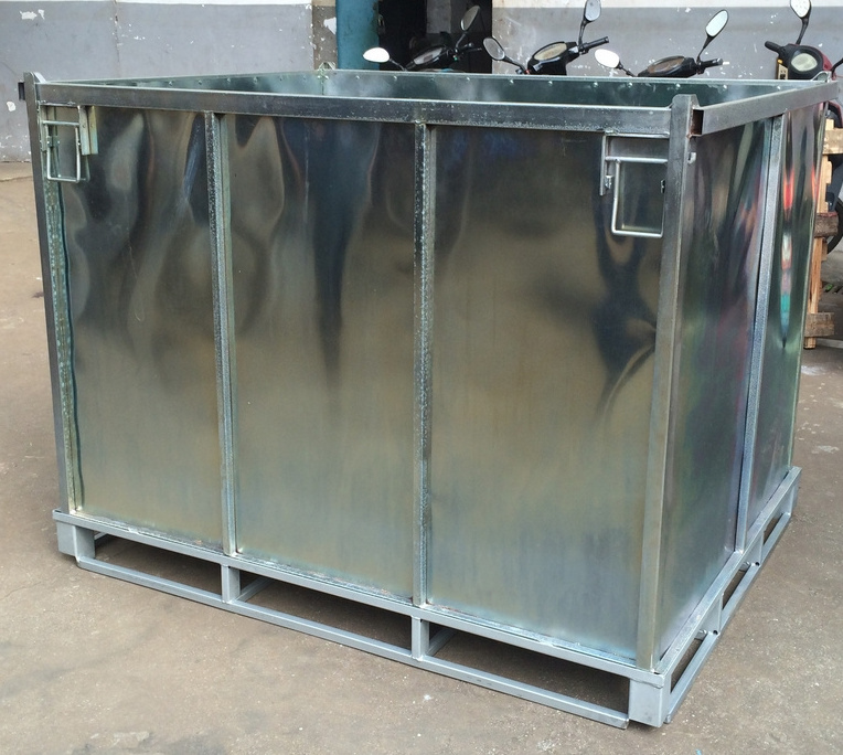 Collapsible Lockable Transport Juice Liquid Metal Crates Bulk Metal Storage IBC MB5 Box MB6 Storage Cages For Chemical