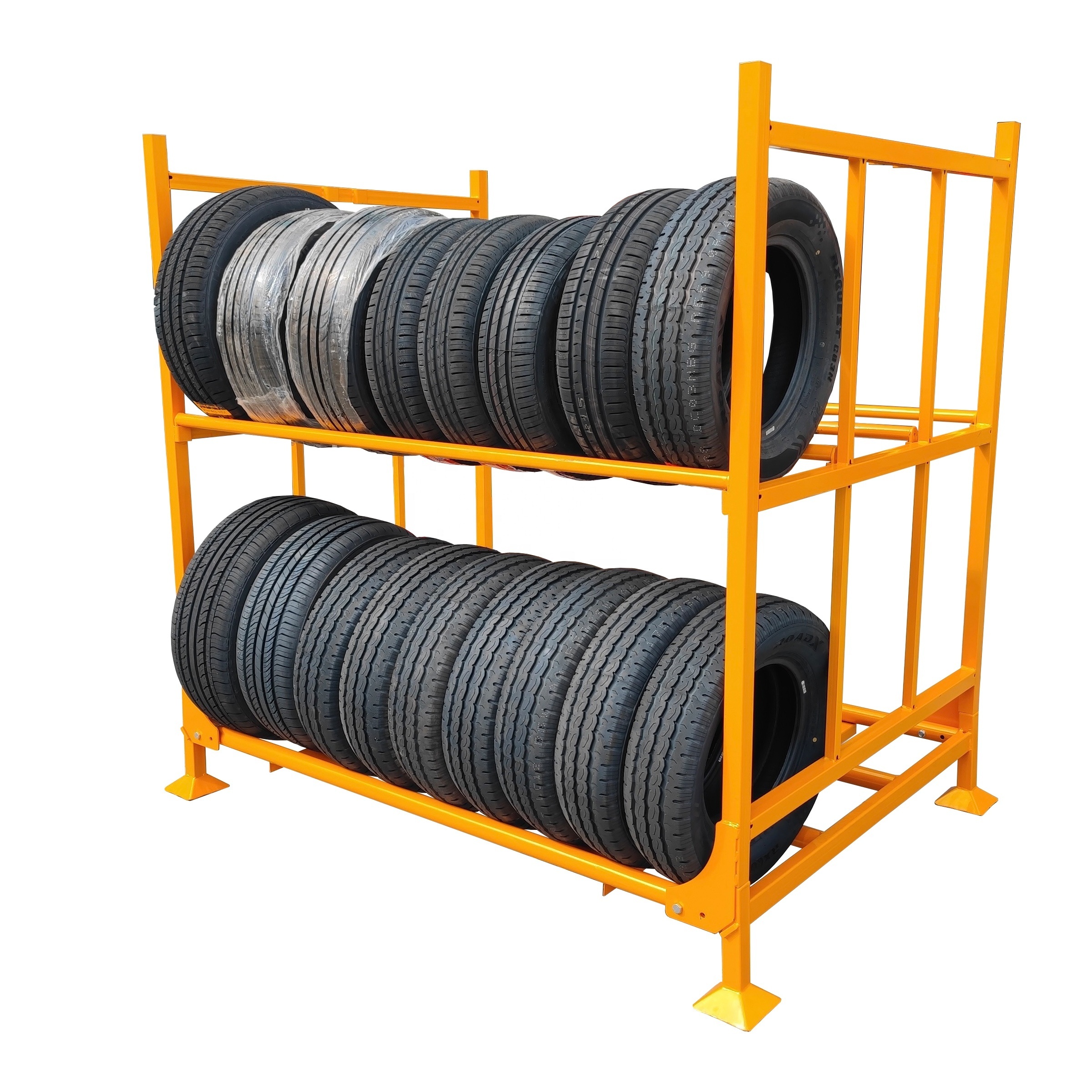 Customized warehouse heavy duty portable rack metal spare steel detachable stackable pallet tire rack storage system