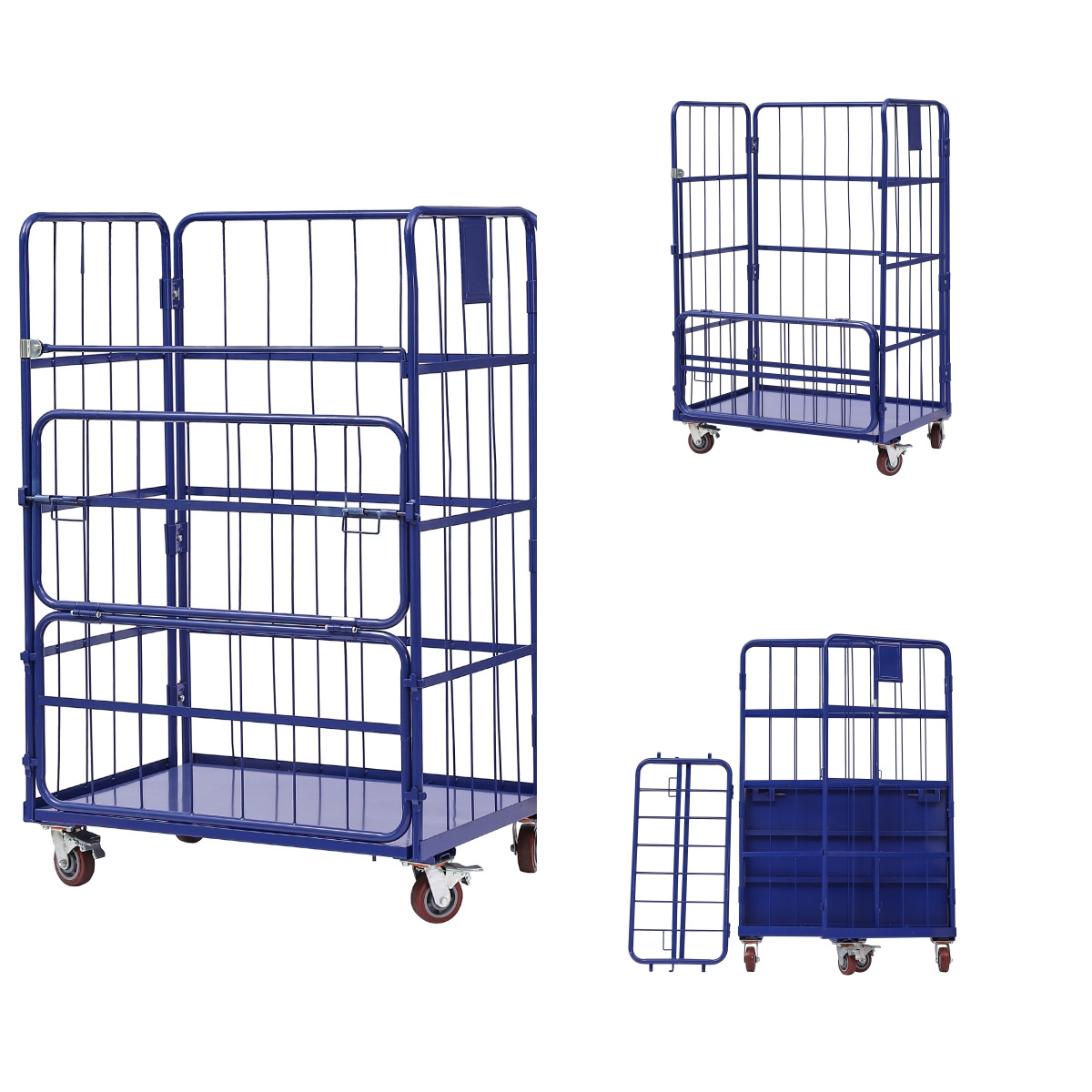 Foldable Collapsible Assembly Storage Warehouse Supermarket logistic transportation Roll Container Trolley Rolling Cage