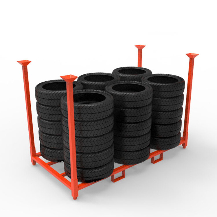 Factory Customized warehouse heavy duty portable rack metal spare steel detachable stackable pallet tire rack storage system