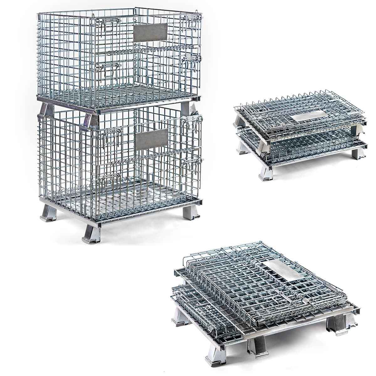 1000kg Collapsible storage folding stacked warehouse steel metal wire mesh pallet stillage cage at best price