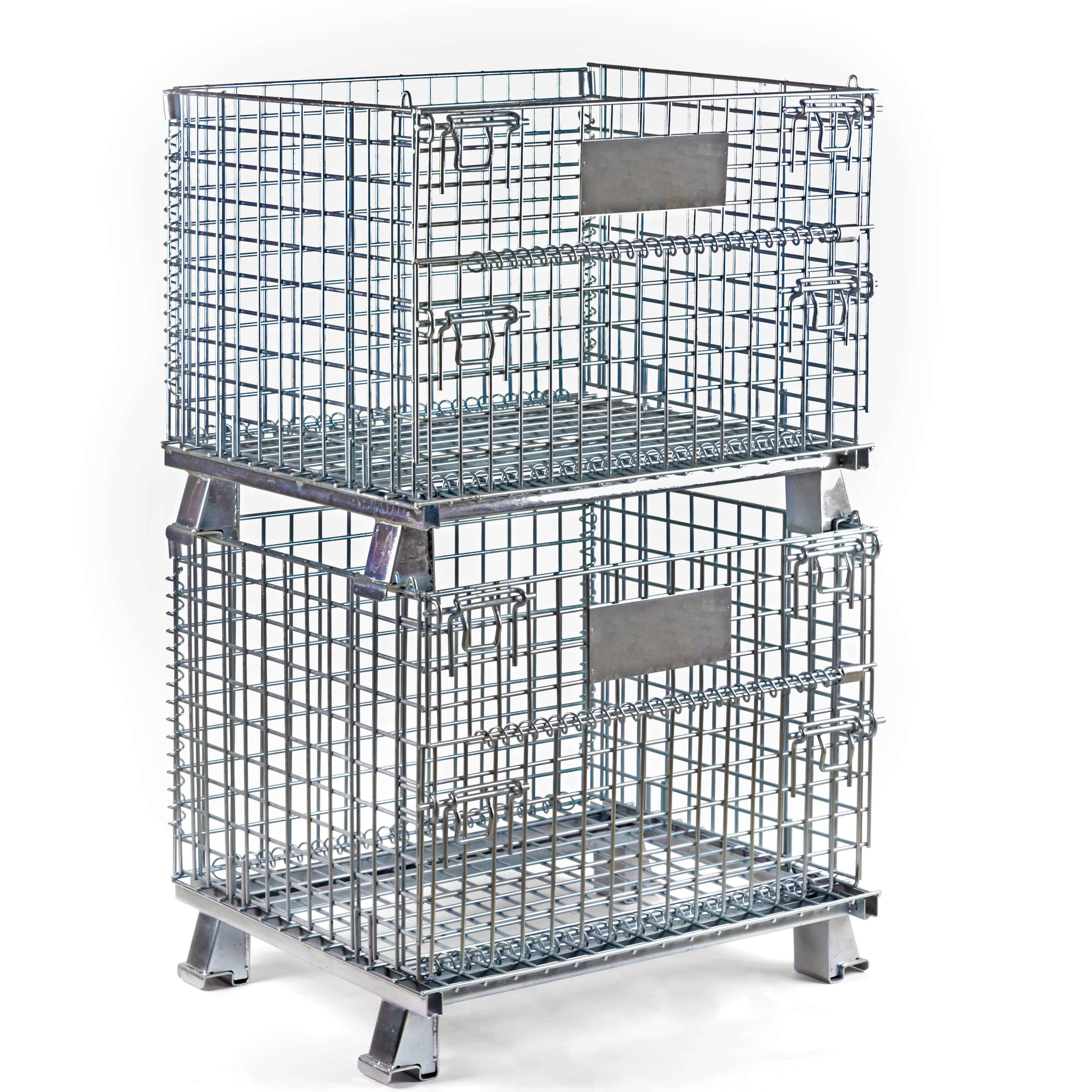 Warehouse light duty 500kg stacking folding metal galvanized wire metal pallet storage cages for sale