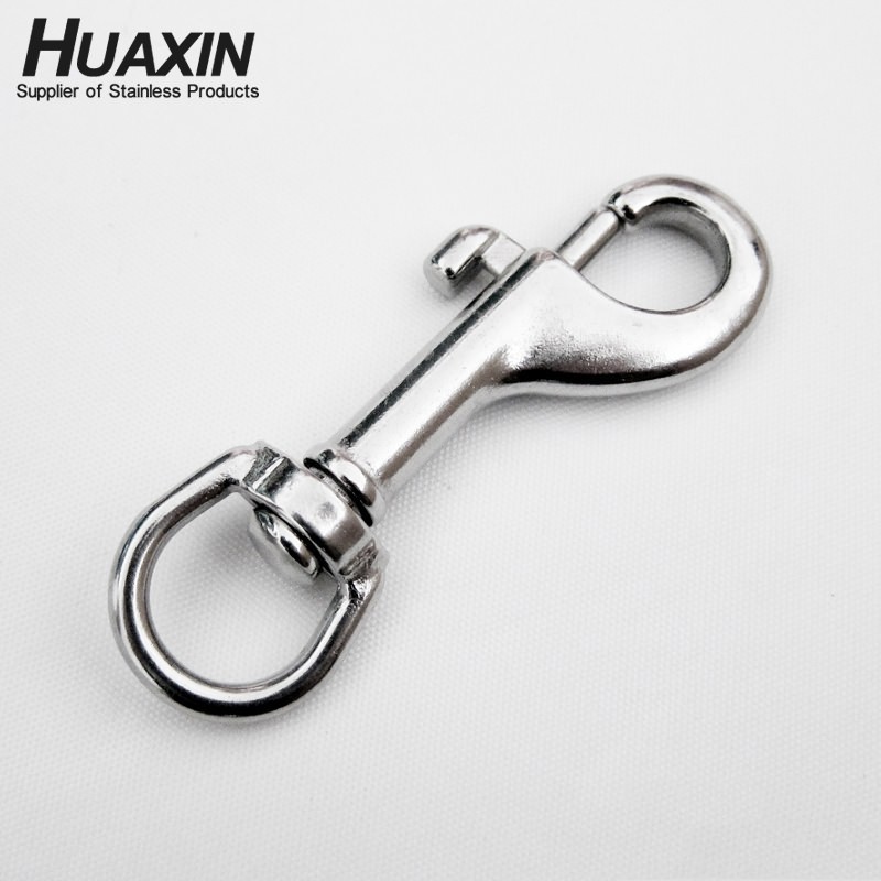 Heavy Duty Stainless Steel 316 Double Ended Bolt Snap Hook For Diving Long Trigger Hook Rope Bag Hardware