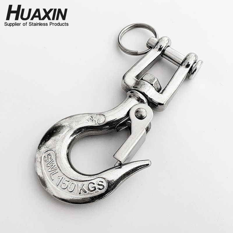 Stainless Steel Clevis Slip Hook with Safety Latch Heavy Duty Swivel Lifting Hoisting Safety Chain Hooks for Rigging Towing