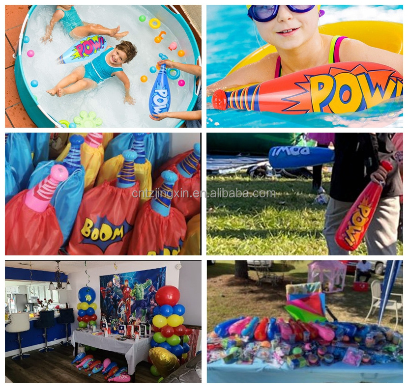 Pow Inflatable Baseball Bats 20 Inch Inflatable Toy Bat for Kids Carnival Prizes, Goodie Bag Favors or Superhero Birthday Party