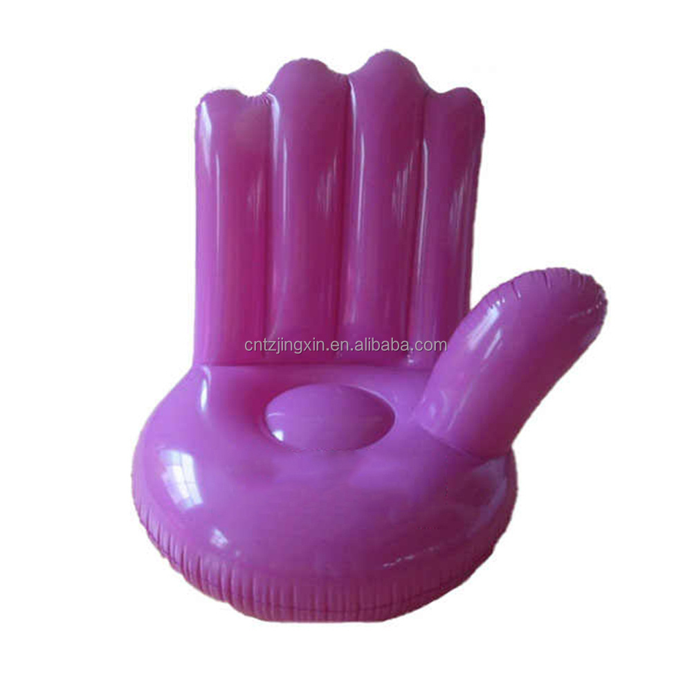 Factory Custom PVC Inflatable Purple Palm Shape Single Sofa Chair for Adult Camping Music Festival Party Living Room