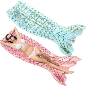 Adult Kids Swimming Pool Floats Lounge Raft Large Inflatable Mermaid Tail Pool Float for Summer Beach Party