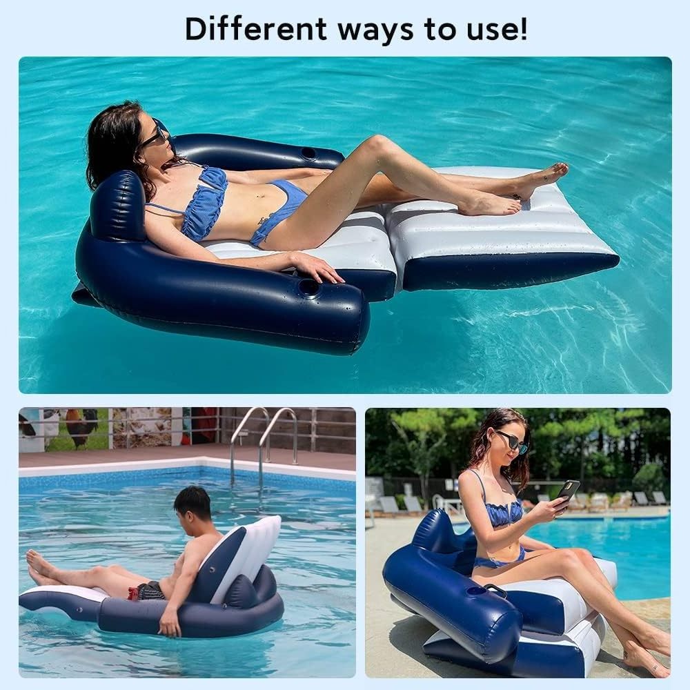 Factory Pool Float 2 in 1 Pool Lounger,Inflatable Pool Floats Adult Luxury Water Lounge with Headrest, Backrest & Footrest