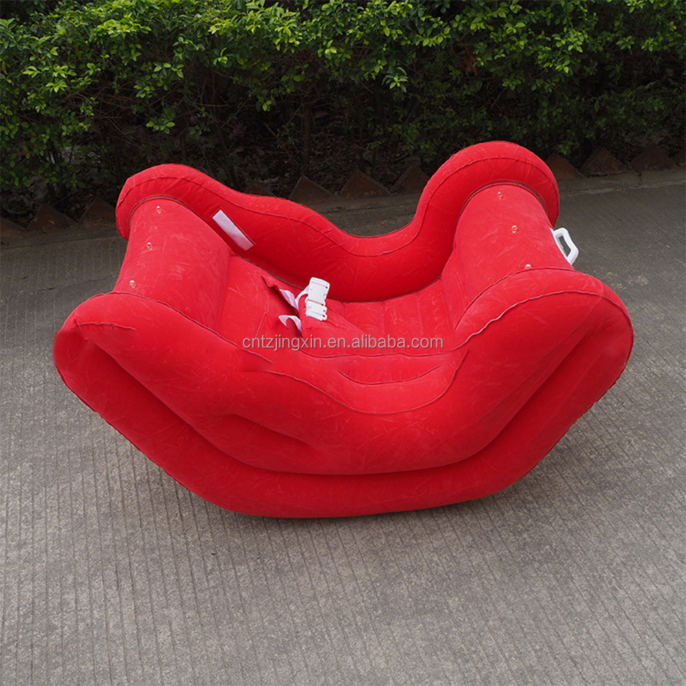 Factory Custom PVC Inflatable Rocking Chair Children's Flocking Sofa Lounge Chair Indoor Outdoor Foldable Living Room Bedroom