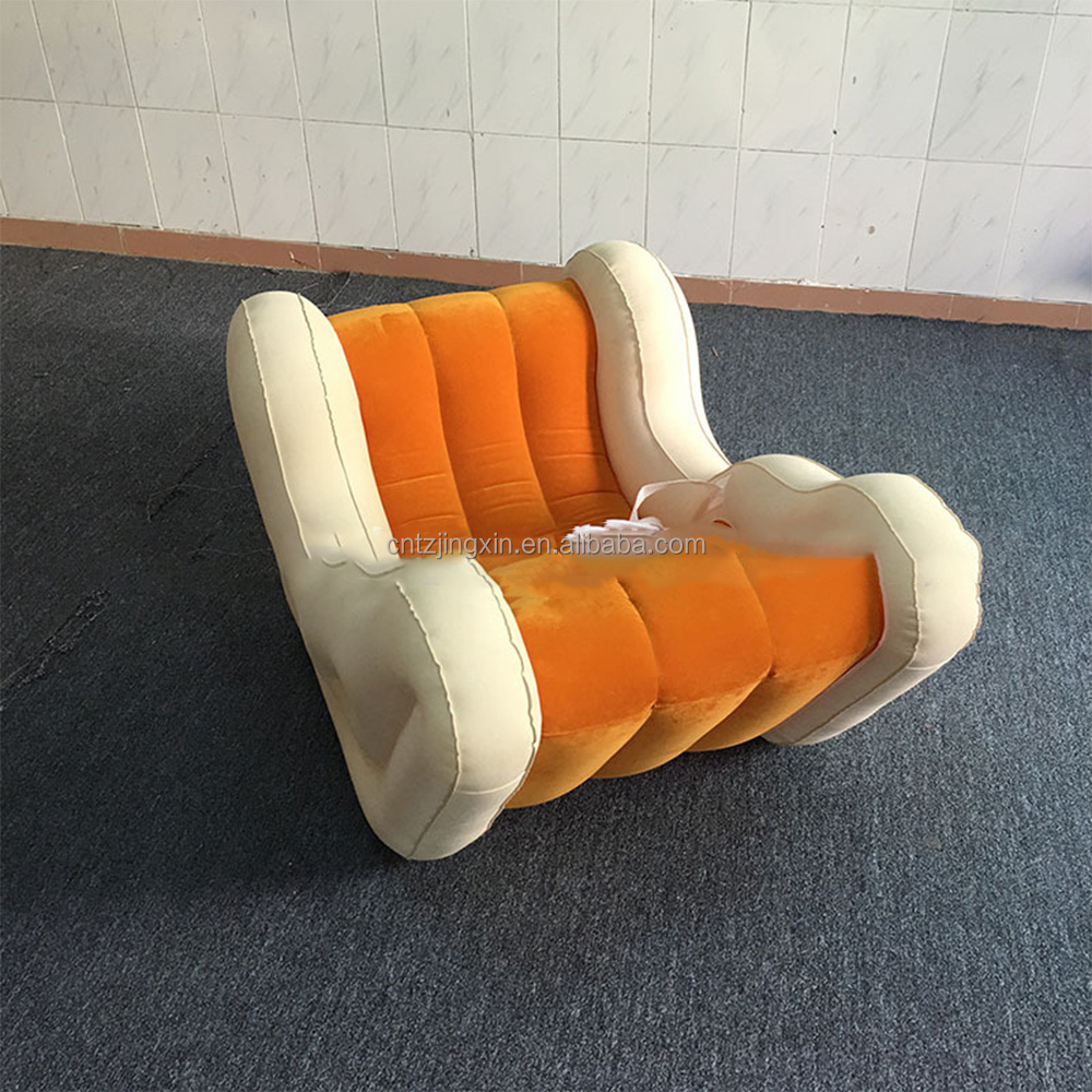 Factory Custom PVC Inflatable Rocking Chair Children's Flocking Sofa Lounge Chair Indoor Outdoor Foldable Living Room Bedroom