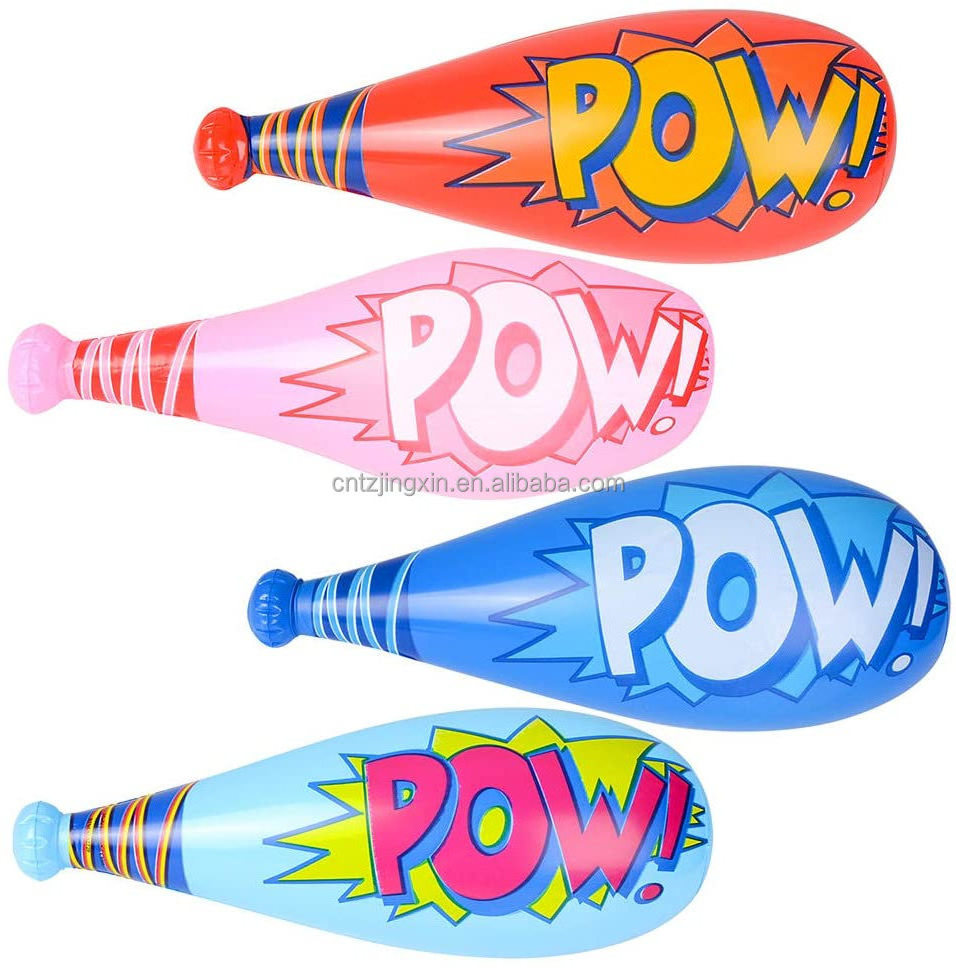 Pow Inflatable Baseball Bats 20 Inch Inflatable Toy Bat for Kids Carnival Prizes, Goodie Bag Favors or Superhero Birthday Party