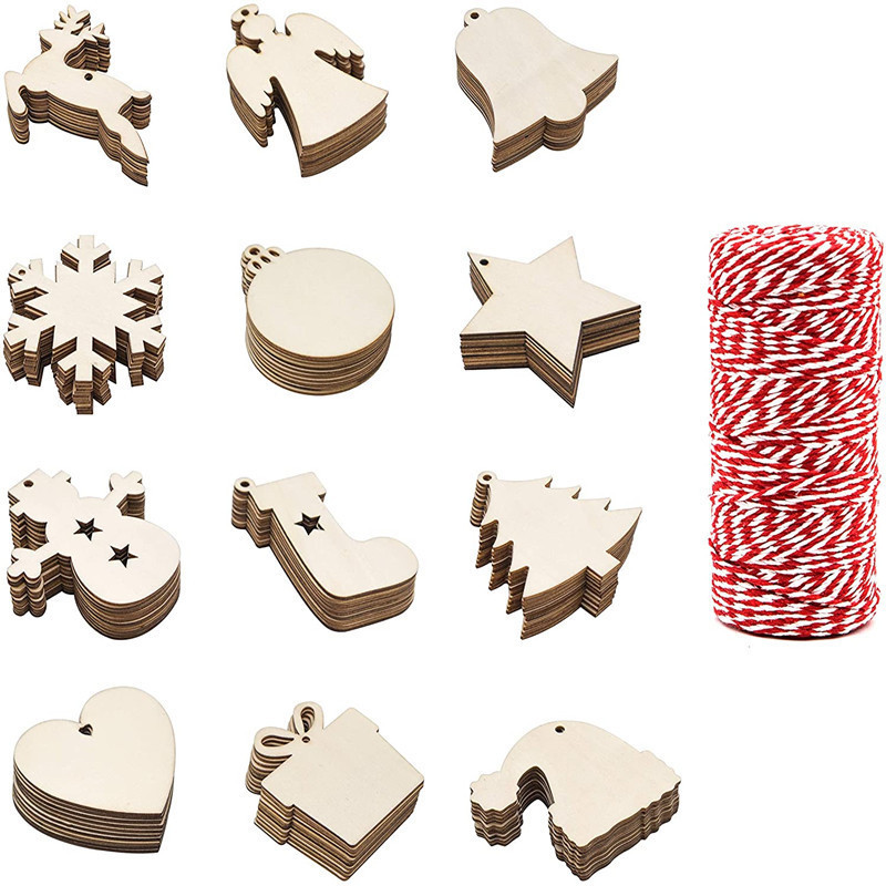 Custom Diy Laser Cut Crafts Handicrafts Children'S Gift Snowflakes Christmas Tree Wooden Pendant Decorations