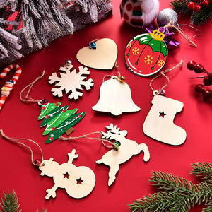 Custom Diy Laser Cut Crafts Handicrafts Children'S Gift Snowflakes Christmas Tree Wooden Pendant Decorations