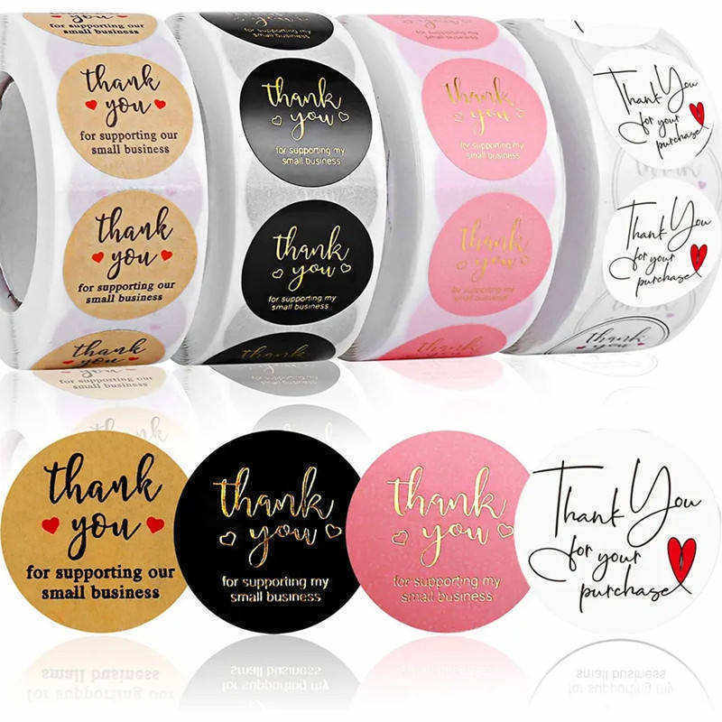 Colorful Printing Logo Pvc Round Self-Adhesive Stickers Thank You Labels For Gift Box