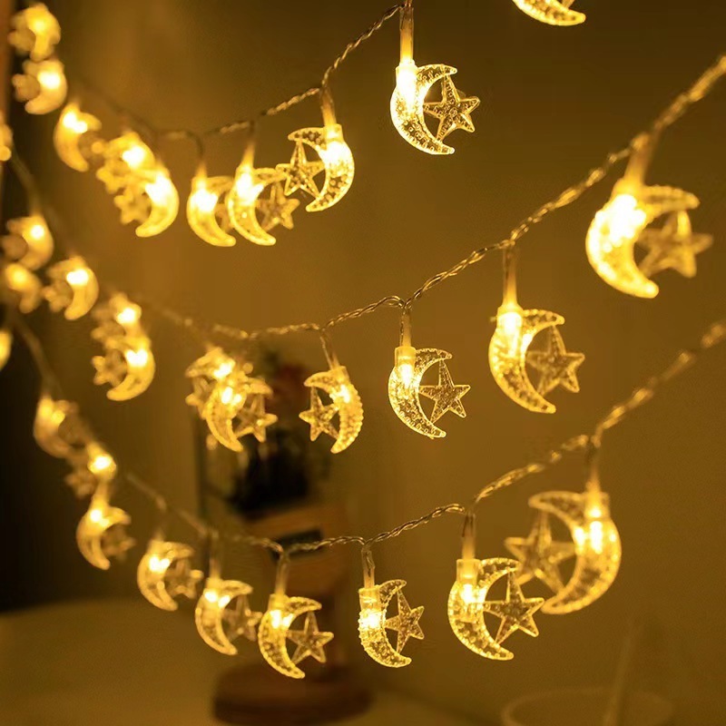 10M 80LED Ramadan Decorative Lighting For Bedroom Garden Fairy LED Moon With Star Indoor outdoor Decoration String Lights