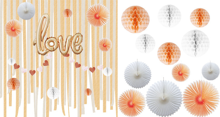 wholesale party bridal shower supplies for wall decoration Include crepe paper streamer honeycomb ball and paperfan