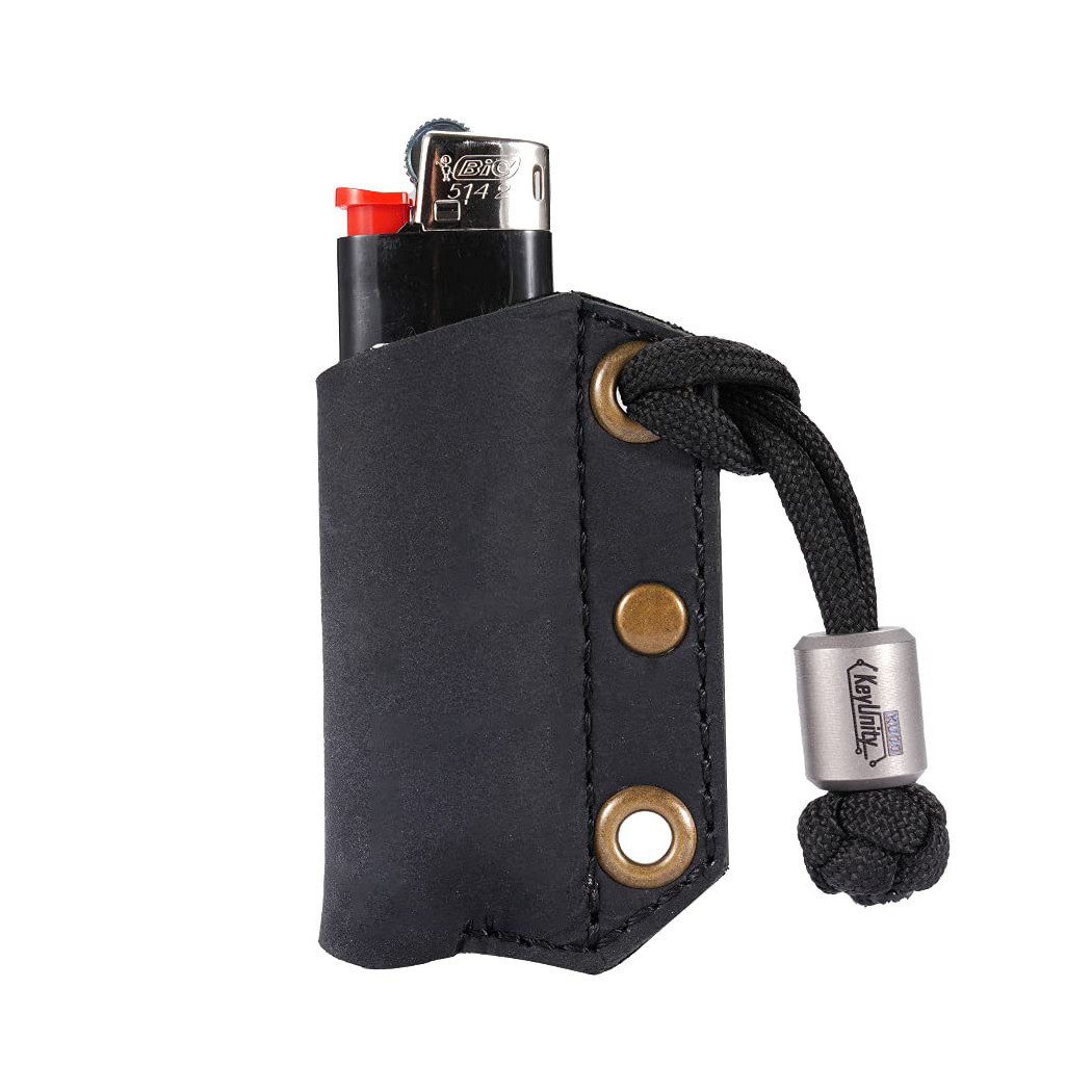 Lighter Holder for BIC J3/J5  Leather Lighter Case Genuine Leather Lighter Pouch Case with Brass Hole for Keychain