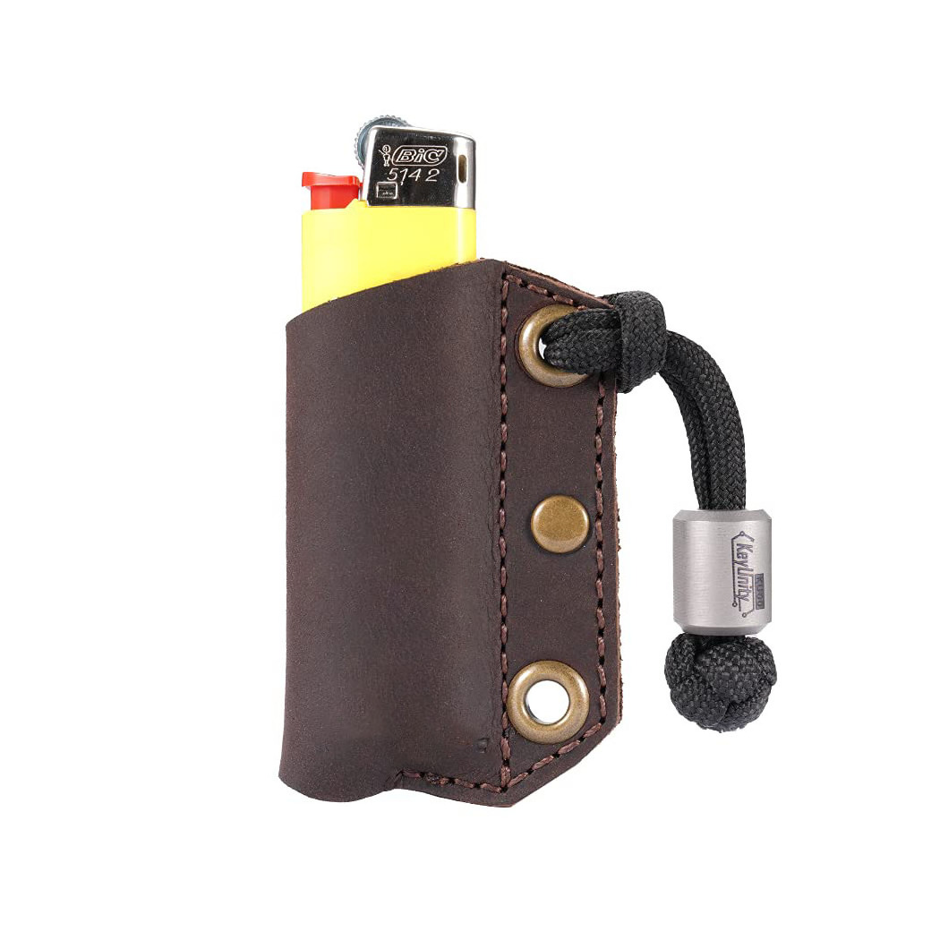 Lighter Holder for BIC J3/J5  Leather Lighter Case Genuine Leather Lighter Pouch Case with Brass Hole for Keychain