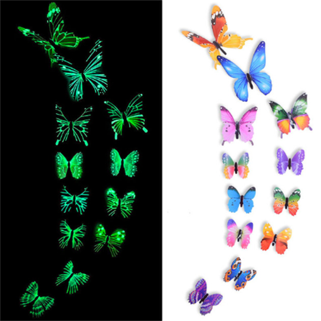 Butterflies Wall Stickers Butterfly Outdoor Bedroom Living Room Home Decor Glow In The Dark For Wedding Decoration Wall Stickers