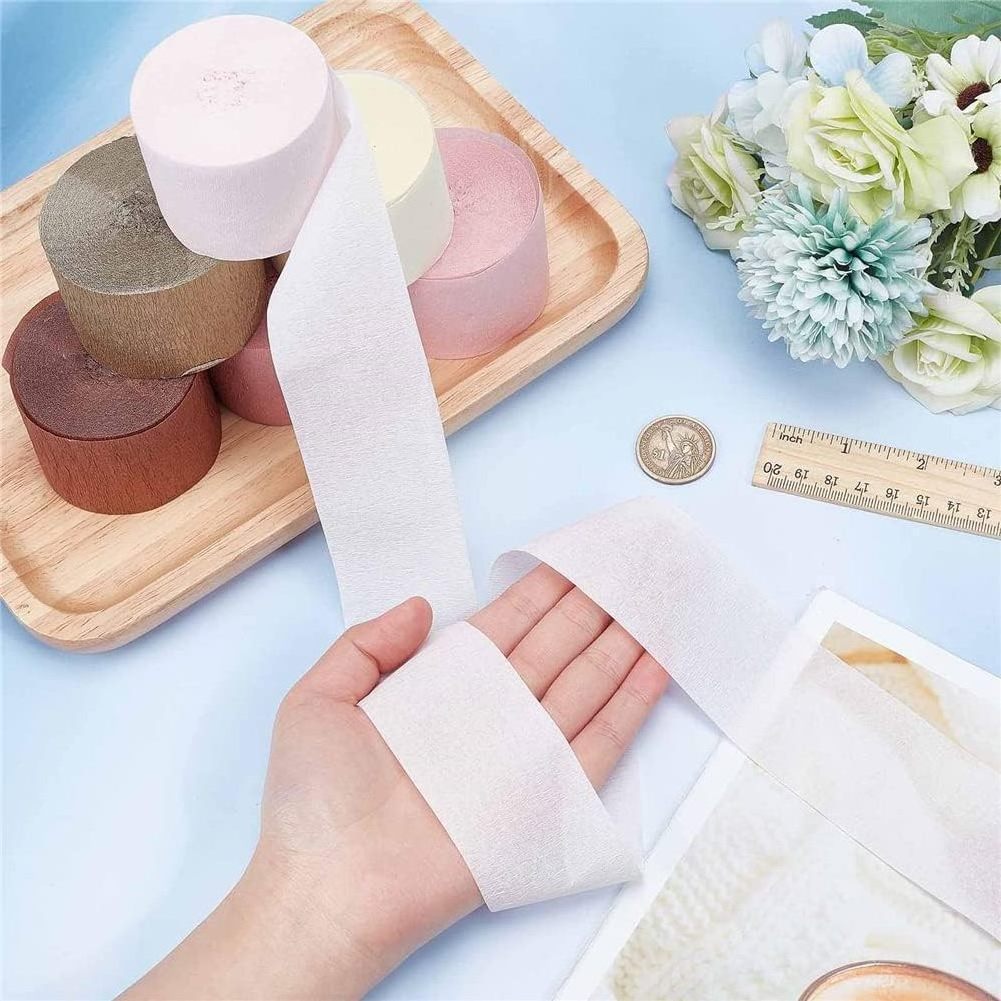 6pcs Pink Theme Disposable Wedding Birthday Party Wall Hanging Background Decoration Creped Paper Crepe Streamer Roll Set