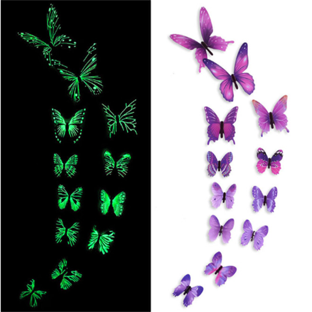 Butterflies Wall Stickers Butterfly Outdoor Bedroom Living Room Home Decor Glow In The Dark For Wedding Decoration Wall Stickers