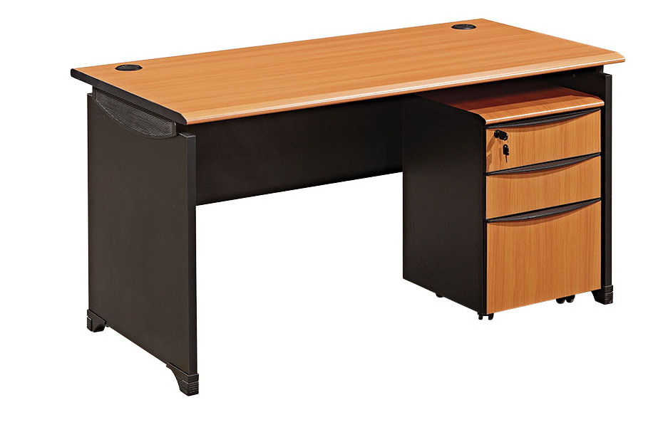 Classic simple wooden office computer table three drawers computer desk