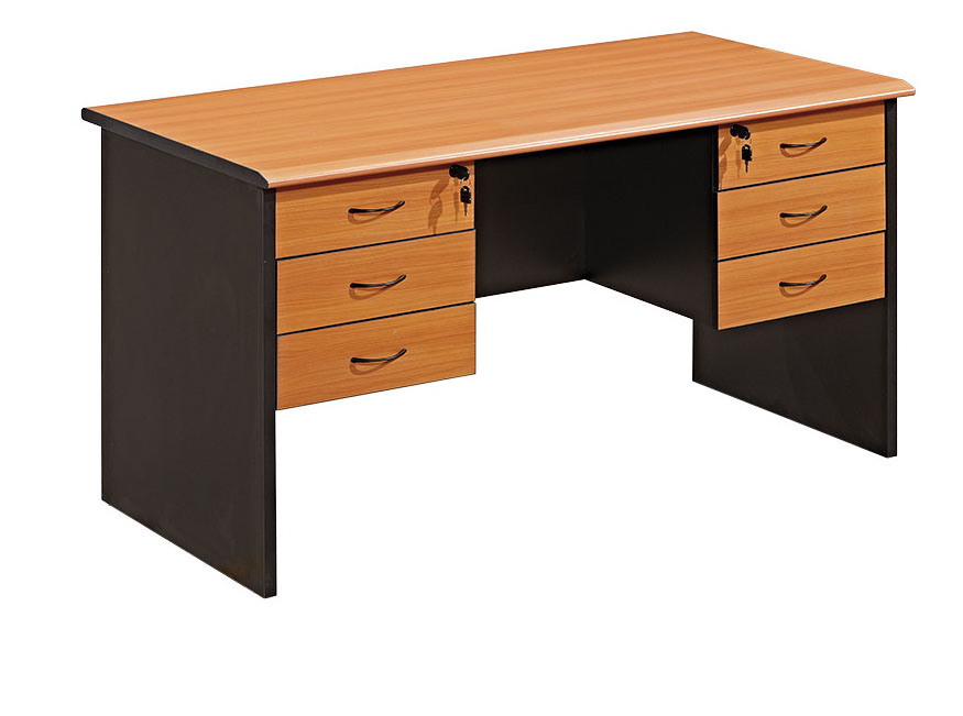 Classic simple wooden office computer table three drawers computer desk