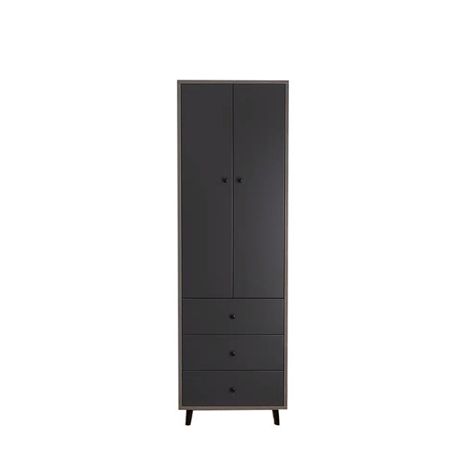 Modern Wholesale Small Size Bedroom Furniture Wooden Dark Grey Wardrobe