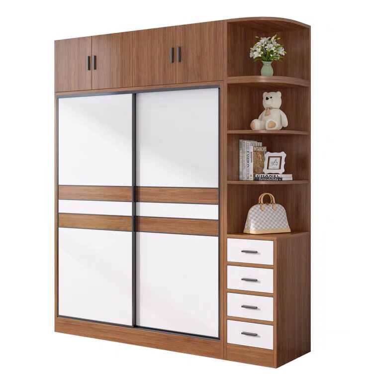 Simple Design Bedroom Furniture Wooden Melamine Storage Closet 3 Doors Wardrobe