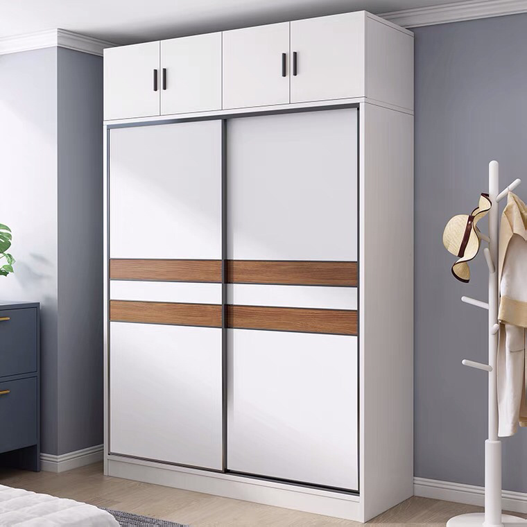 Simple Design Bedroom Furniture Wooden Melamine Storage Closet 3 Doors Wardrobe