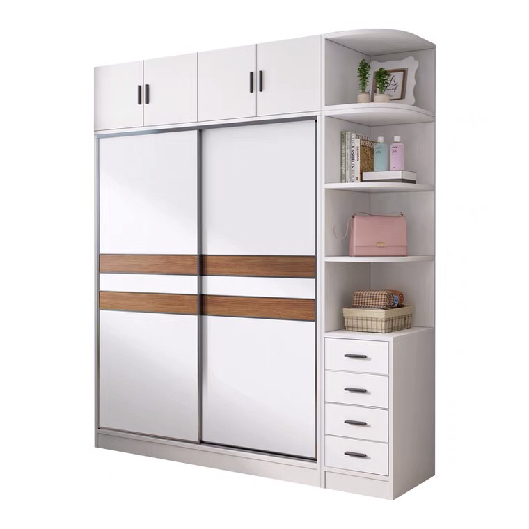 Simple Design Bedroom Furniture Wooden Melamine Storage Closet 3 Doors Wardrobe