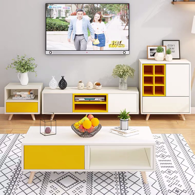 Home Living Room Furniture Cabinet Modern TV Stand Coffee Table Set