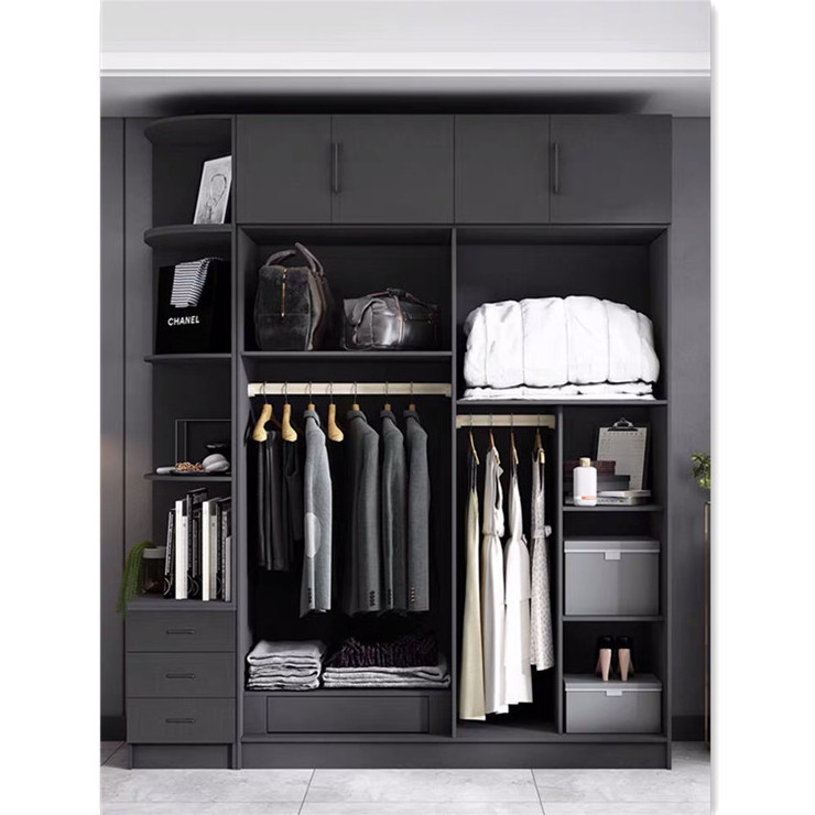 Modern Minimalist Bedroom Furniture Wooden Wall Storage Wardrobe Armoire Closet Without Door