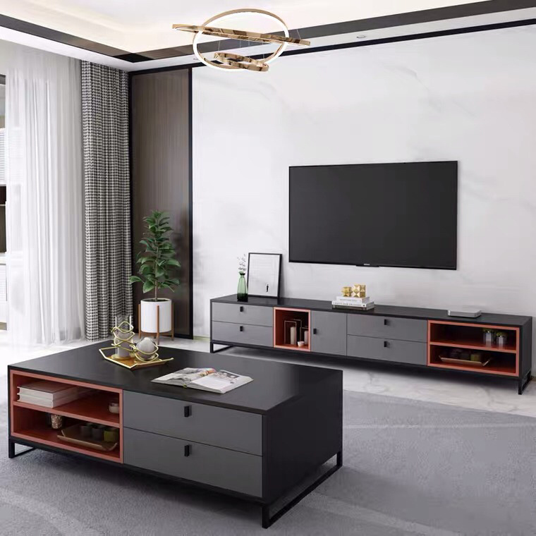 Home Living Room Furniture Cabinet Modern TV Stand Coffee Table Set