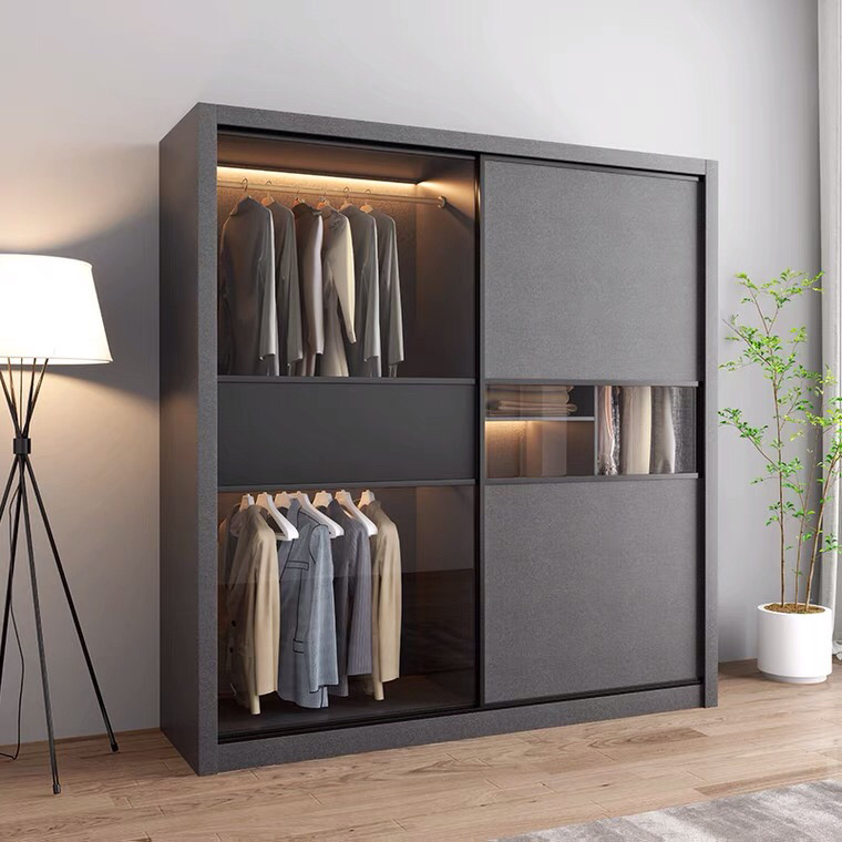 Modern Minimalist Bedroom Furniture Wooden Wall Storage Wardrobe Armoire Closet Without Door