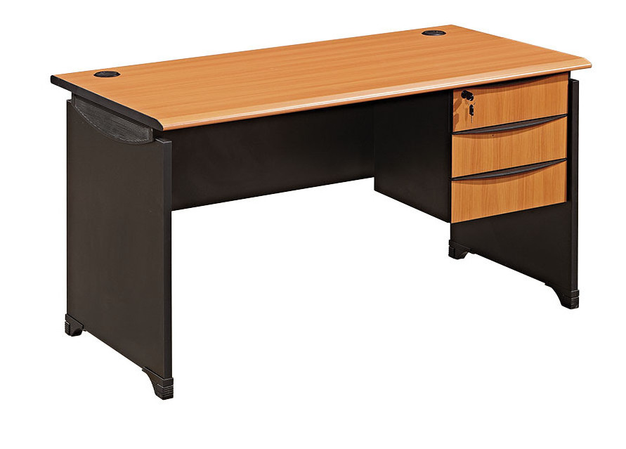 Classic simple wooden office computer table three drawers computer desk