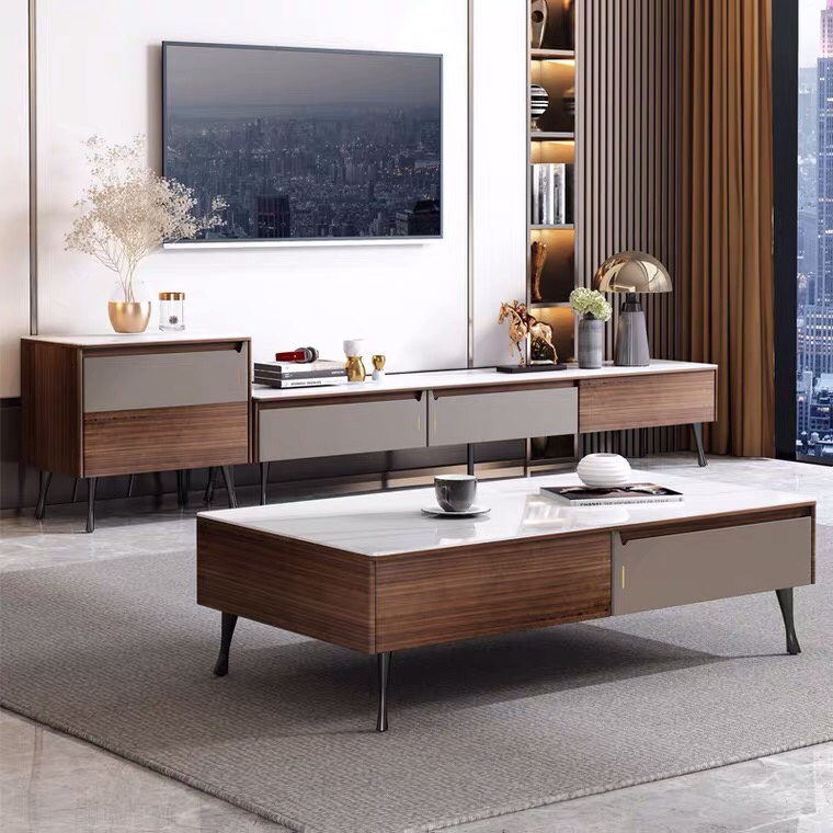 Home Living Room Furniture Cabinet Modern TV Stand Coffee Table Set