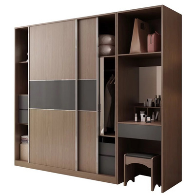 Modern Home Bedroom Wardrobe Closet Sliding Door Cabinet Furniture With Dresser