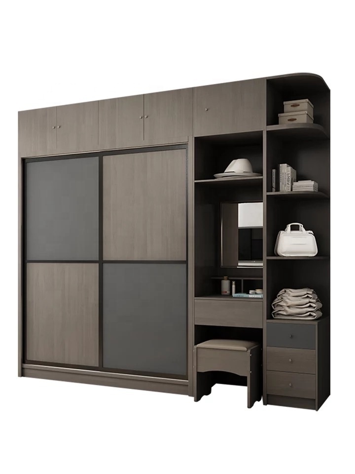 Combination sliding door bedroom large wardrobe with dressing table