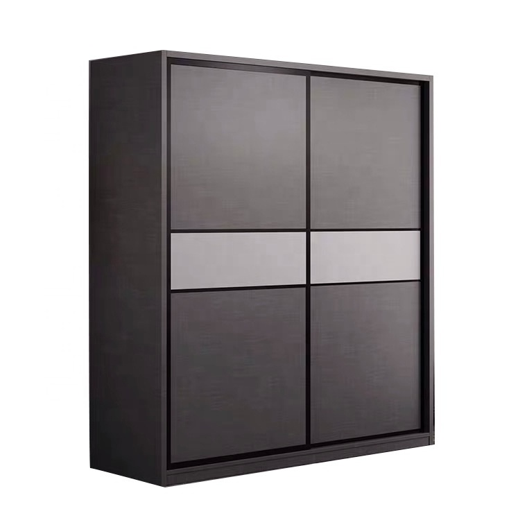 Dark Gray Wardrobe Sliding Door Home Bedroom Package Installation Storage Wardrobe