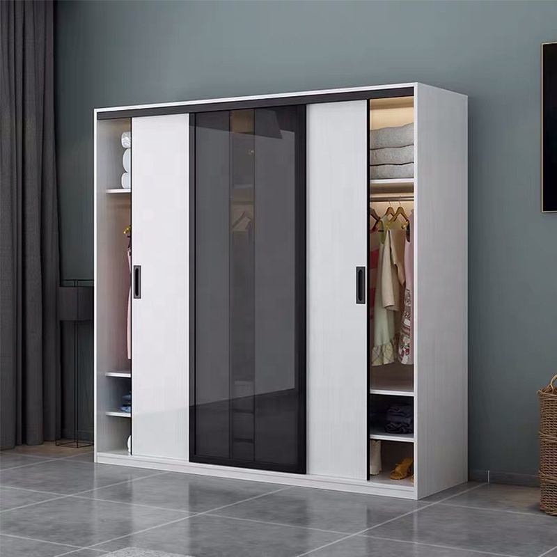 China Factory Custom Luxury Wardrobe Multi-Functional Storage Glass Door Wardrobe with Drawer Storage