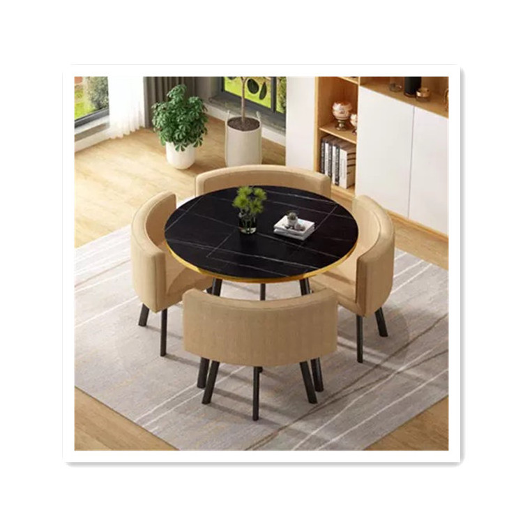 Modern Wooden Marble Dinning Table Set Blue Color Dining Room Furniture