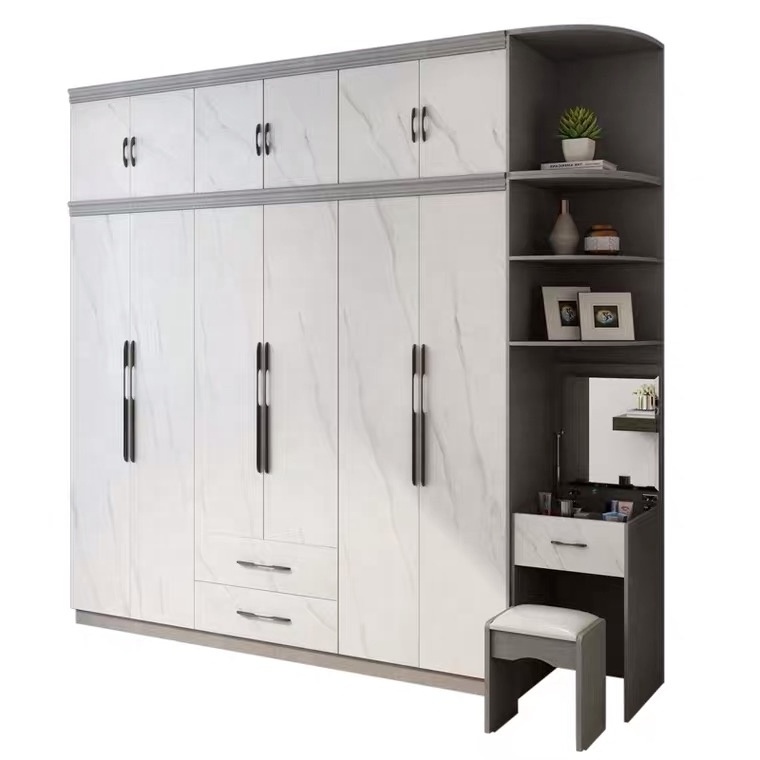 Dark Gray Wardrobe Sliding Door Home Bedroom Package Installation Storage Wardrobe