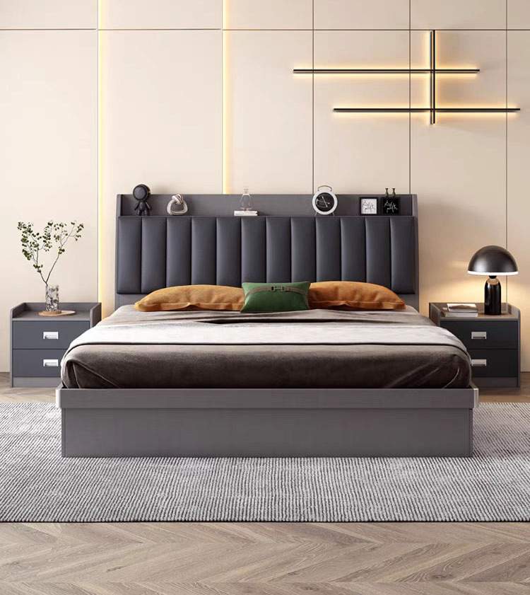 High Quality Color Optional ODM OEM Funny House Bed Hotel MDF Flat Beds Double Beds with Storage