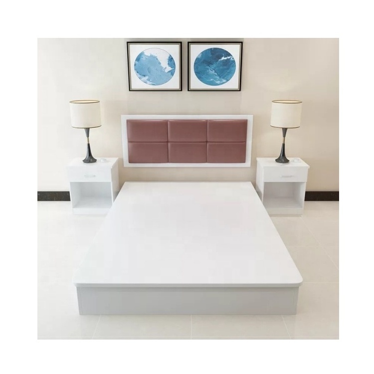 Modern Bedroom Furniture 3 Star Hotel Queen Size beds Room Furniture Melamine Hotel Bed