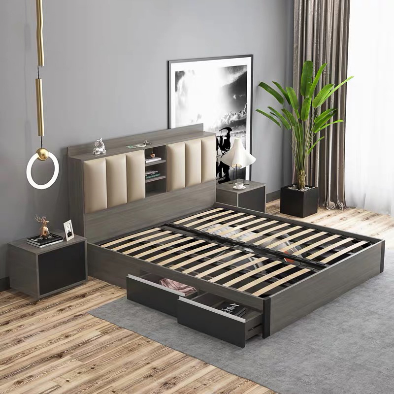 Hot Sell Cheap Bed Room Furniture Bedroom Set Home Set Hotel Use Kingsize Double Size Wooden Bed