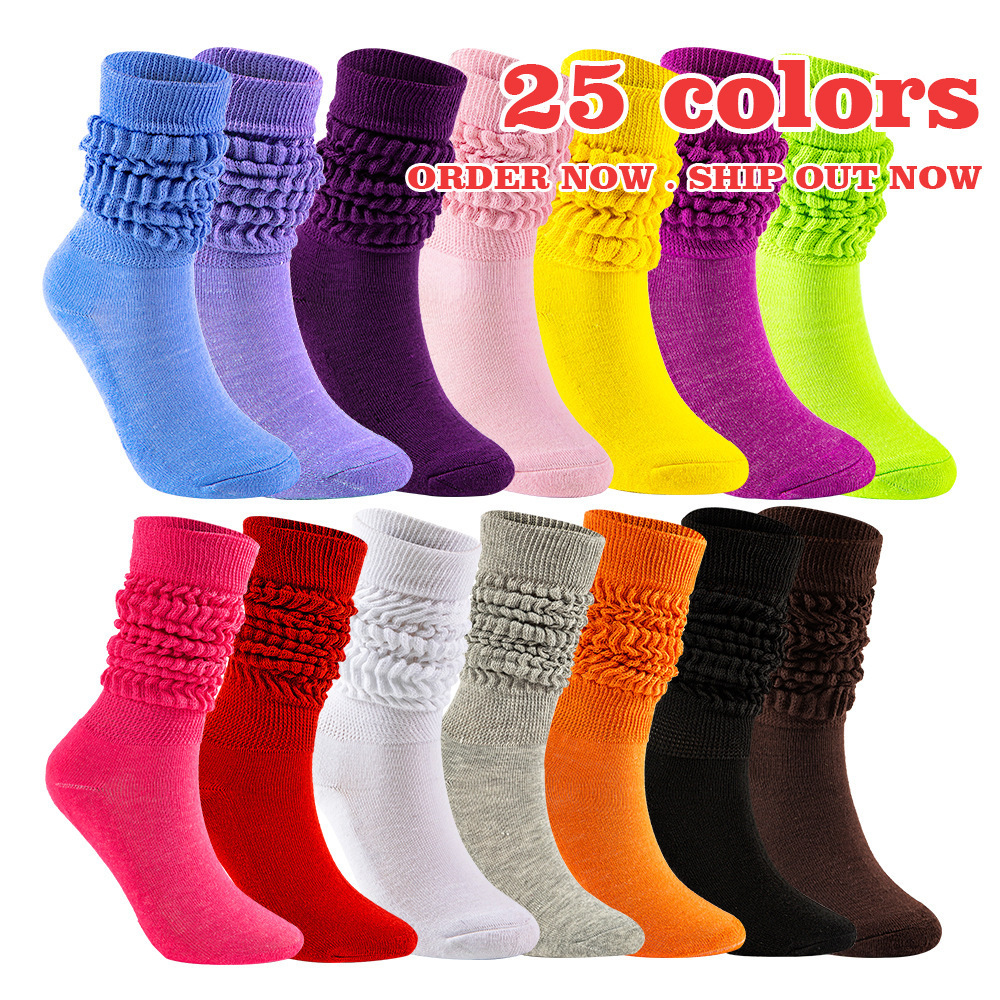 Hot sell unisex Polyester Cotton elastic comfortable slouch socks,  high quality breathable skin-friendly tube socks