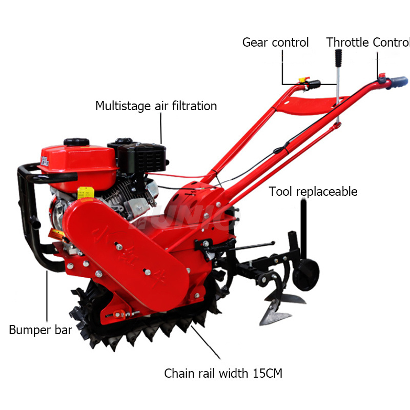 Mini Vegetable Planting Chain Track Microtiller Small Agricultural Weeder Cultivator Diesel Single Track Plow Machine