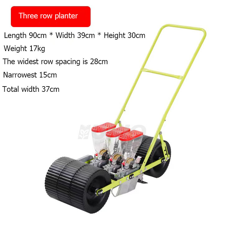 Agricultural 3 rows manual seeder hand push vegetable planter for cabbage carrot onion seeds