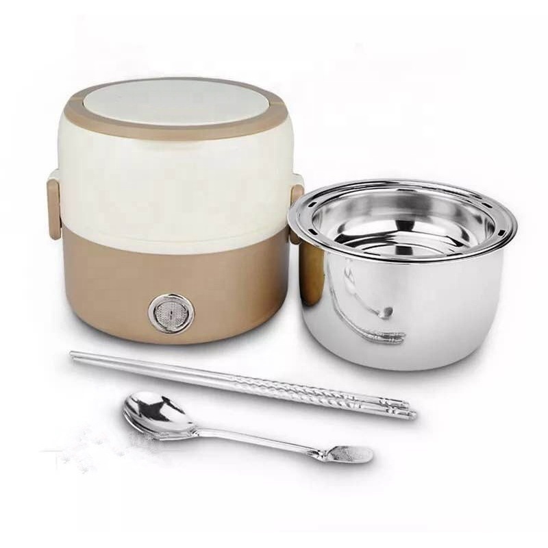 New Arrival Multifunctional Portable Travel Stainless Steel  Heating Lunch Box Electric Mini Rice Cooker